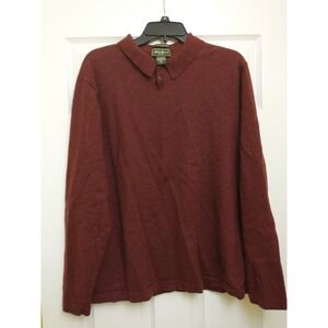 Eddie Bauer Sweater Men's XXL Tall Merino Wool Blend Polo Brick‎ Red